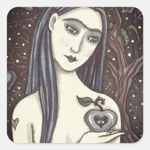 STICKER CARRÉ GOTH EVE, JARDIN SOMBRE D'EDEN, FEMME, SERPENT