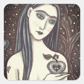 STICKER CARRÉ GOTH EVE, JARDIN SOMBRE D'EDEN, FEMME, SERPENT