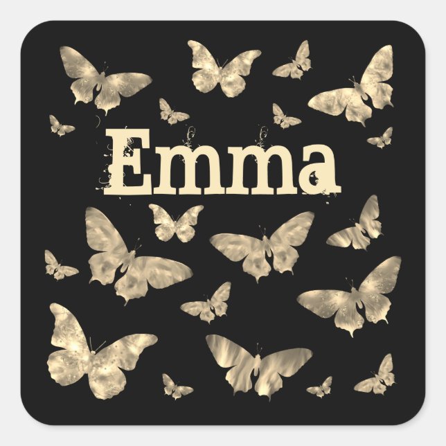 Sticker Carré Goth Style Moonlit Papillon Gothique Art Emma Nom (Devant)