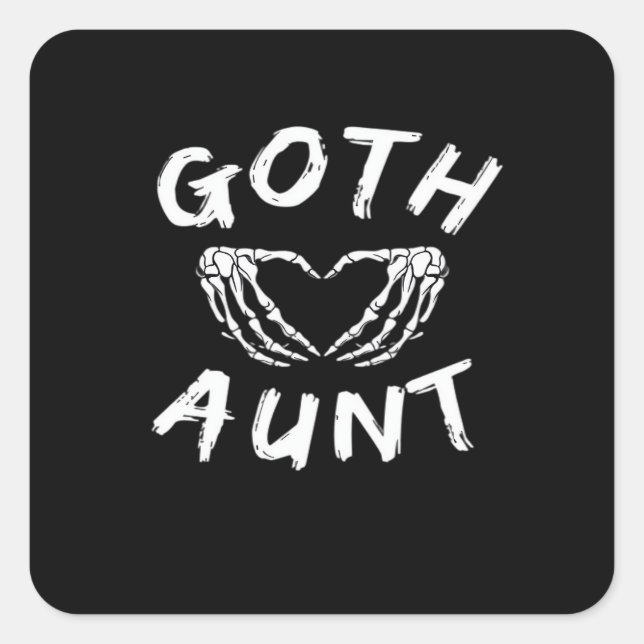 Sticker Carré Goth Tante Funny Emo Tante Punk mignonne Squelette (Devant)