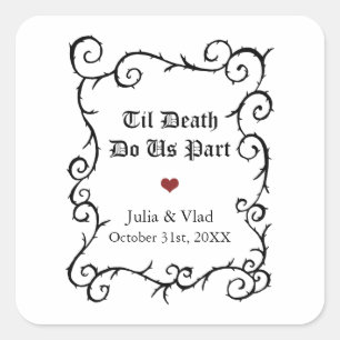 Sticker Carré Goth Wedding Favoriser Personnalisable Style Gothi