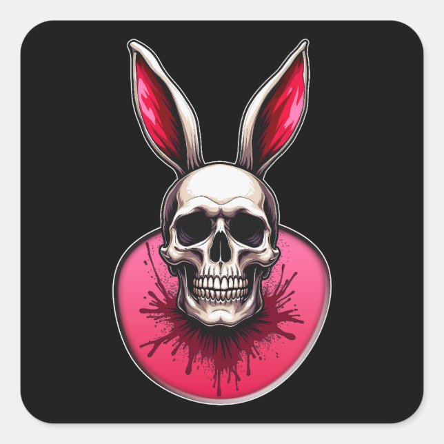 Sticker Carré Gothic Easter Bunny – Skull Art - Autocolante (Devant)