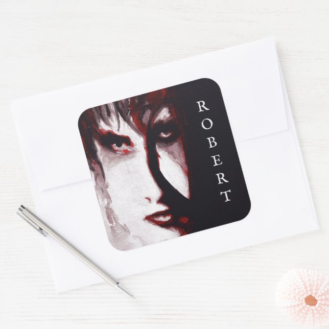 Sticker Carré Gothic God Post Punk Goth Music Man Portrait Art (Enveloppe)