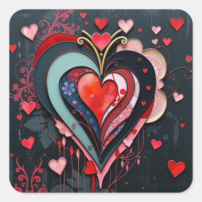 Sticker Carré Gothic Heart Valentines  (Devant)
