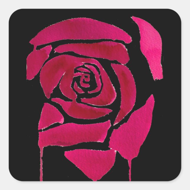 Sticker Carré Gothique abstrait rose aquarelle art original (Devant)