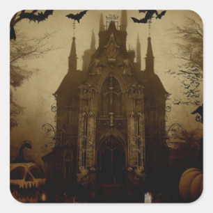 Sticker Carré Gothique/Halloween/automne/citrouille