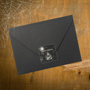 Sticker Carré Gothique Haunch House Witch Parti d'Halloween