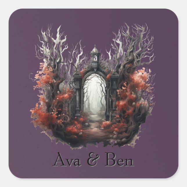 Sticker Carré Gothique violet Mariage de automne Fairytale (Devant)