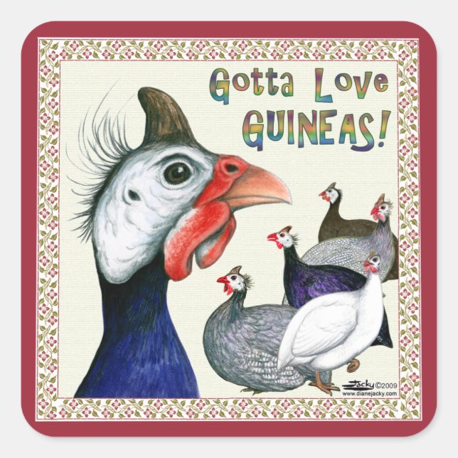 Sticker Carré Gotta Love Guineas ! (Devant)