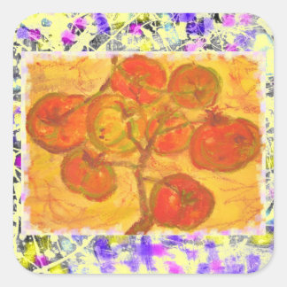 Sticker Carré goutte d'eau de la grappe de tomates