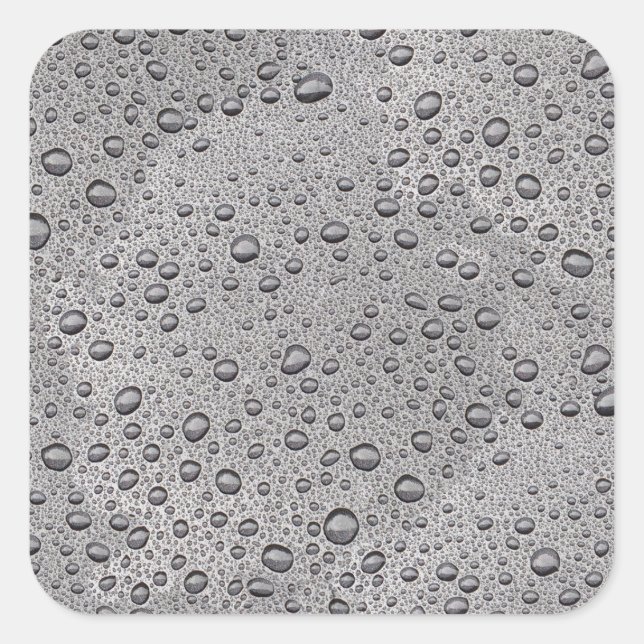 Sticker Carré gouttelettes d'eau gris (Devant)
