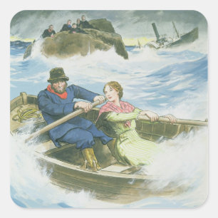 Sticker Carré Grace Darling (1815-41) et son père nous secourent