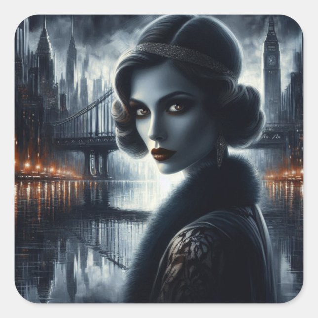 Sticker Carré Grace sur la lune (Devant)