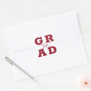 Sticker Carré Grad Crimson sur blanc