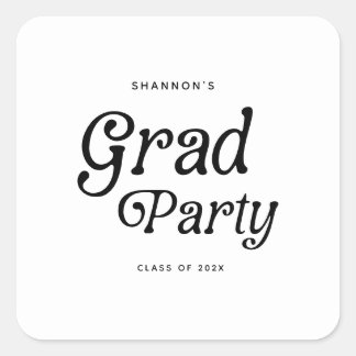 Sticker Carré Grad Party Rétro Grad Grad Grad Grad Grad Grad Gra