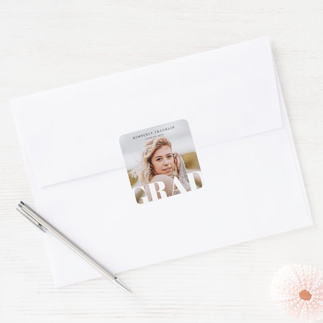 Sticker Carré GRAD Photo Graduation (Enveloppe)