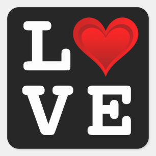 Sticker Carré Gradients RED LOVE HEART + votre texte et vos idée