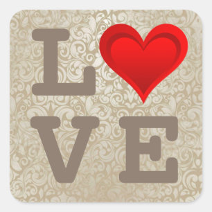 Sticker Carré Gradients RED LOVE HEART + votre texte et vos idée
