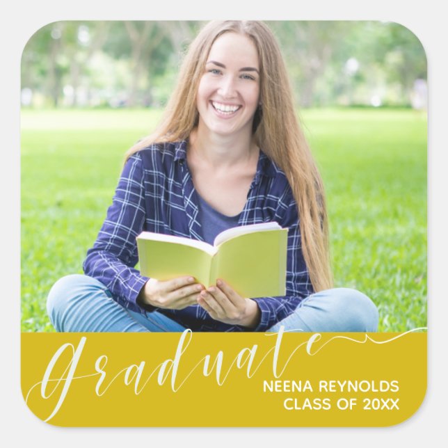 Sticker Carré Graduate photo Cute Class of 2024 Graduation party (Devant)
