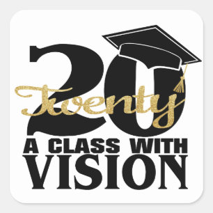 Sticker Carré Graduation 2020 Une classe avec vision