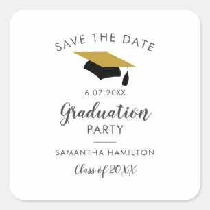Sticker Carré Graduation 2025 Enregistrer la date Graduate Party