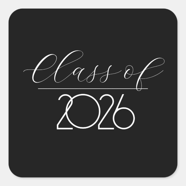 Sticker Carré Graduation 2026 Black and White (Devant)