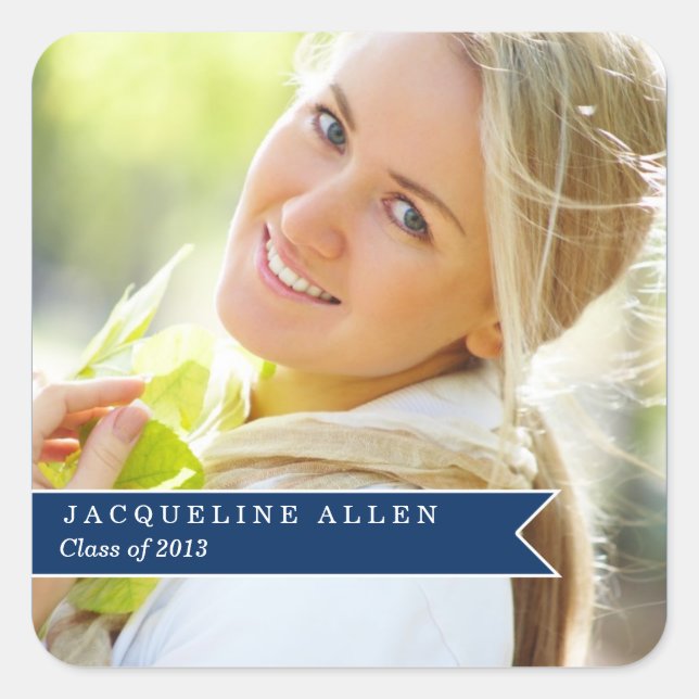 Sticker Carré Graduation au ruban simple Favoriser les autocolla (Devant)