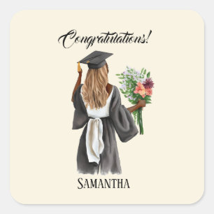 Sticker Carré Graduation de l'aquarelle personnalisée (13)