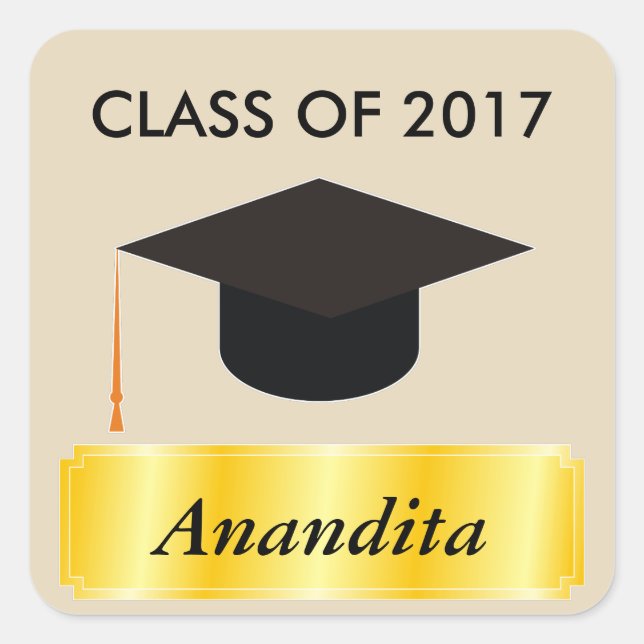 Sticker Carré Graduation en or (Devant)