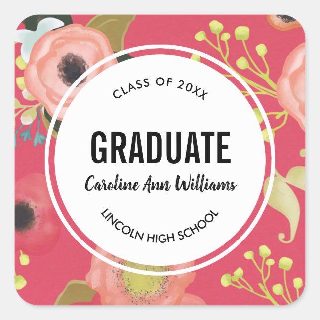 Sticker Carré Graduation Florale moderne (Devant)