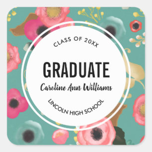 Sticker Carré Graduation Florale moderne