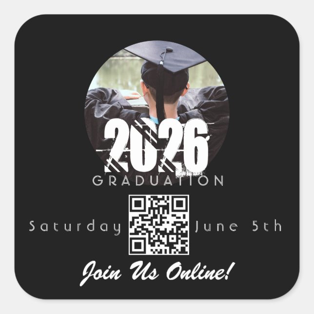 Sticker Carré Graduation Online Invitation QR Code 2026 (Devant)