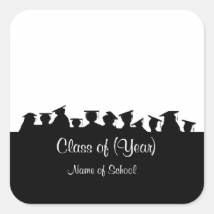 Sticker Carré Graduation ou Réunion Nom Tags avec Silhouettes 2