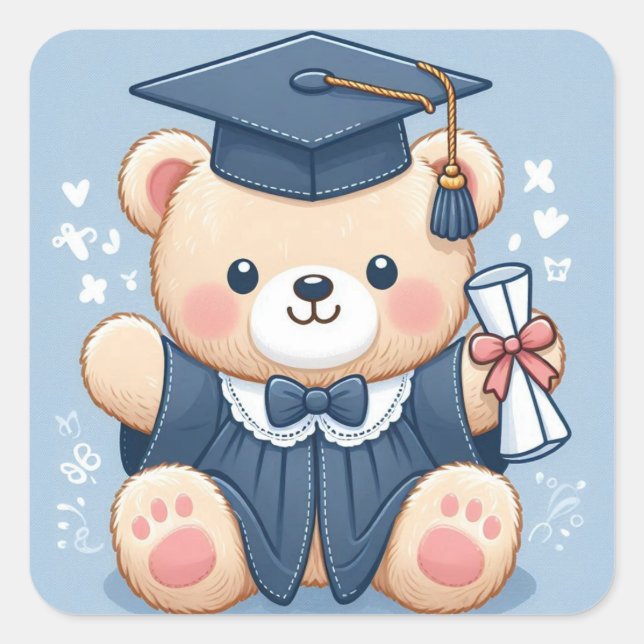 Sticker Carré "Graduation Teddy Bear Delight" (Devant)