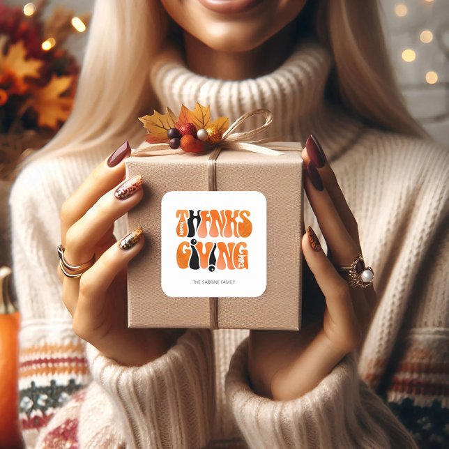 Sticker Carré Graffiti blanc moderne Thanksgiving automne automn (Créateur téléchargé)