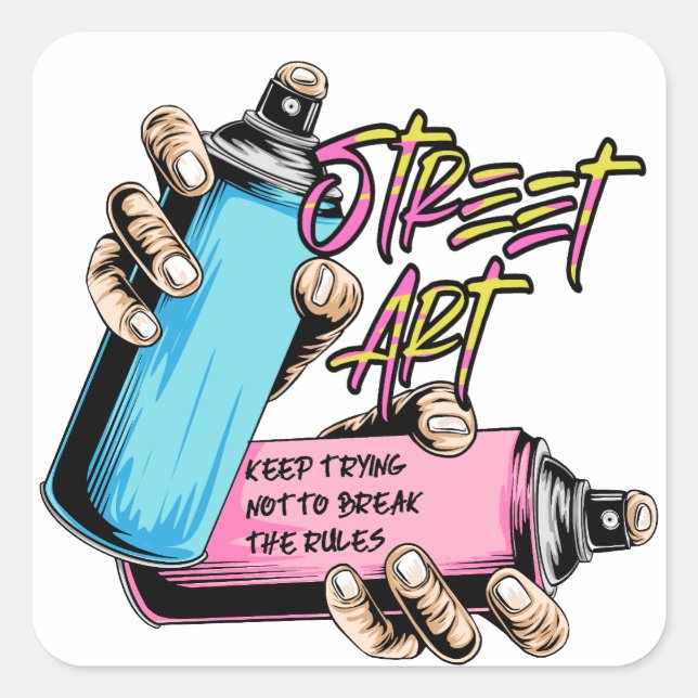 Sticker Carré Graffiti de rue urbain (Devant)