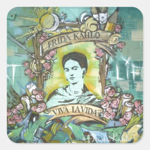 Sticker Carré Graffiti Frida Kahlo