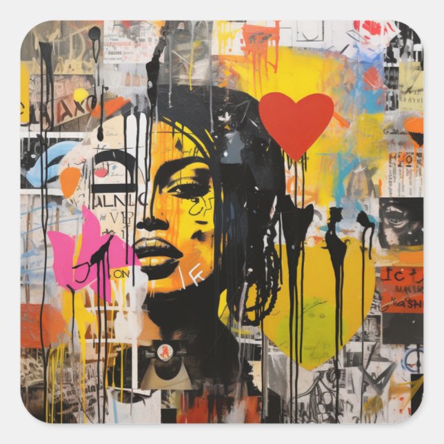 Sticker Carré Graffiti Grunge Art Imprimer (Devant)