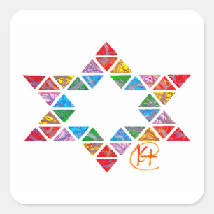Sticker Carré Graffiti Mosaic Etoile juive Art