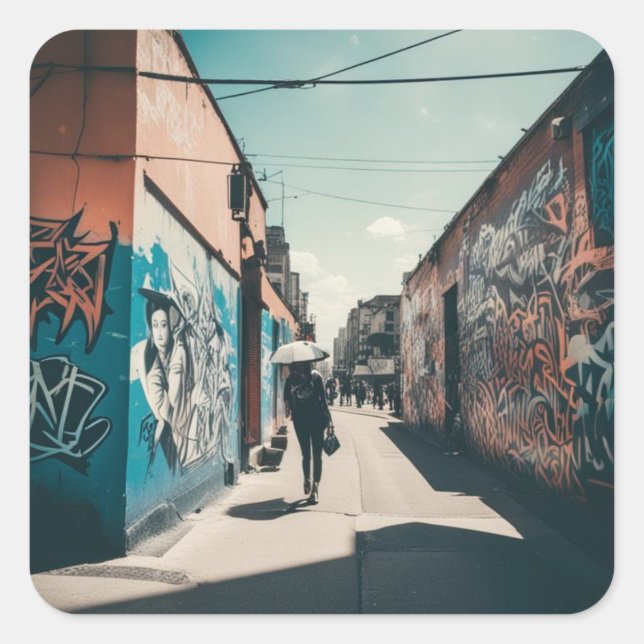 Sticker Carré Graffiti urbain (Devant)