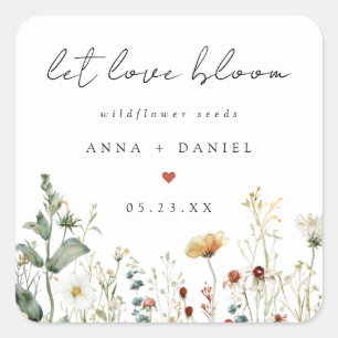 Sticker Carré Graines de fleurs sauvages Boho Cadeau de mariage
