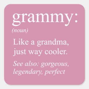 Sticker Carré Grammy Definition, Grand-mère, Bouton Cadeau Nana