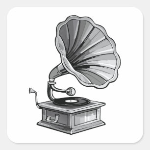 Sticker Carré Gramophone