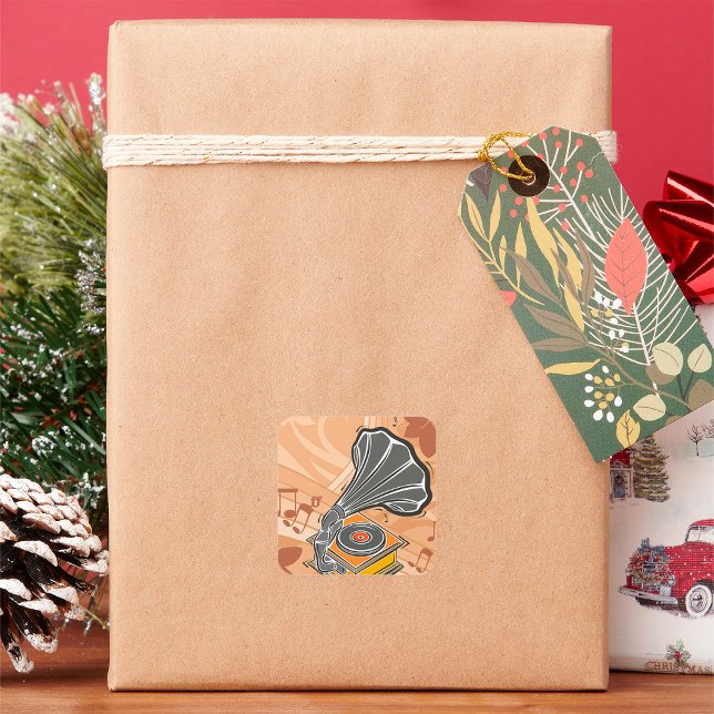 Sticker Carré Gramophone (Créateur téléchargé)