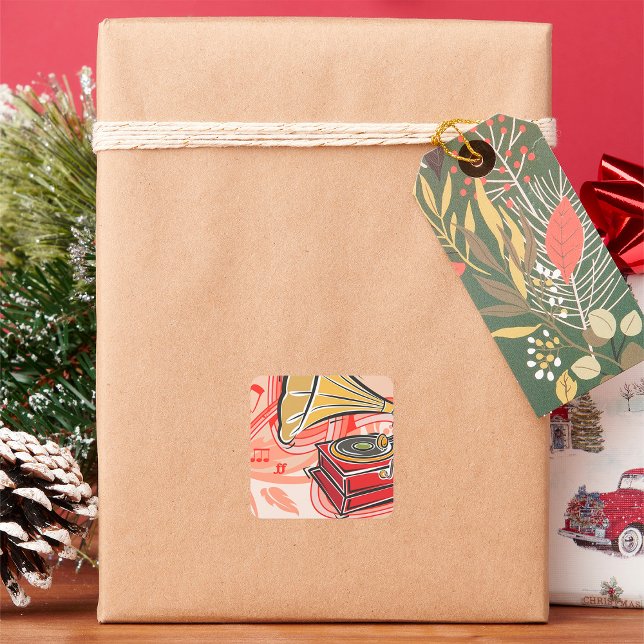 Sticker Carré Gramophone vintage (Créateur téléchargé)