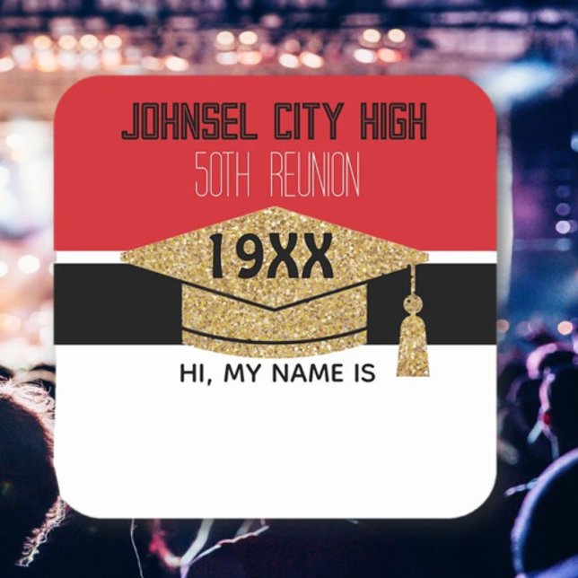 Sticker Carré GRAND 50ème Réunion ! balise de nom de réunion de  (Créateur téléchargé)