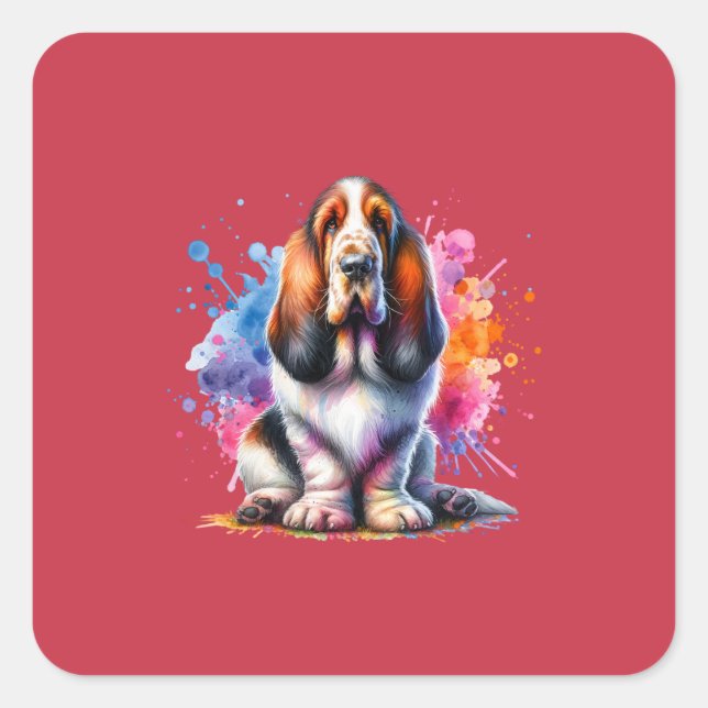 Sticker Carré Grand Basset Griffon Vendeen Chien (Devant)