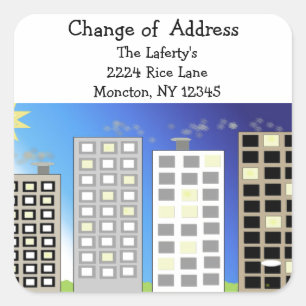 Sticker Carré Grand bâtiment Changement d'adresse