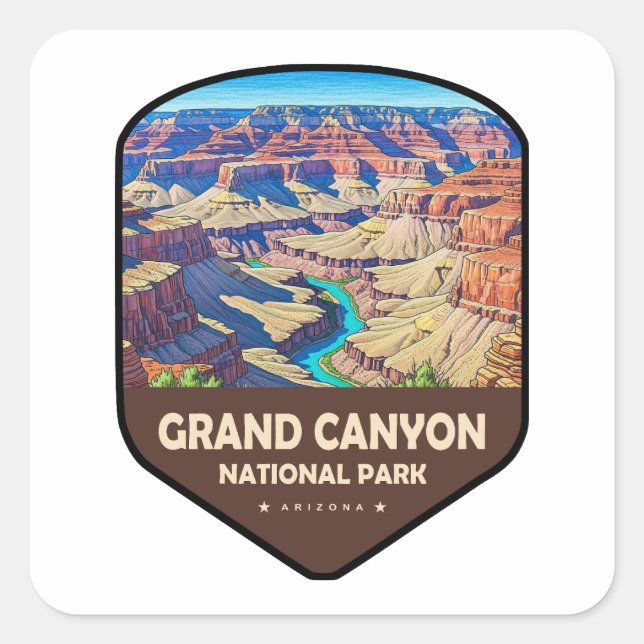 Sticker Carré Grand Canyon National Park Shield (Devant)