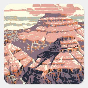 Sticker Carré Grand Canyon Western Graphic Art American